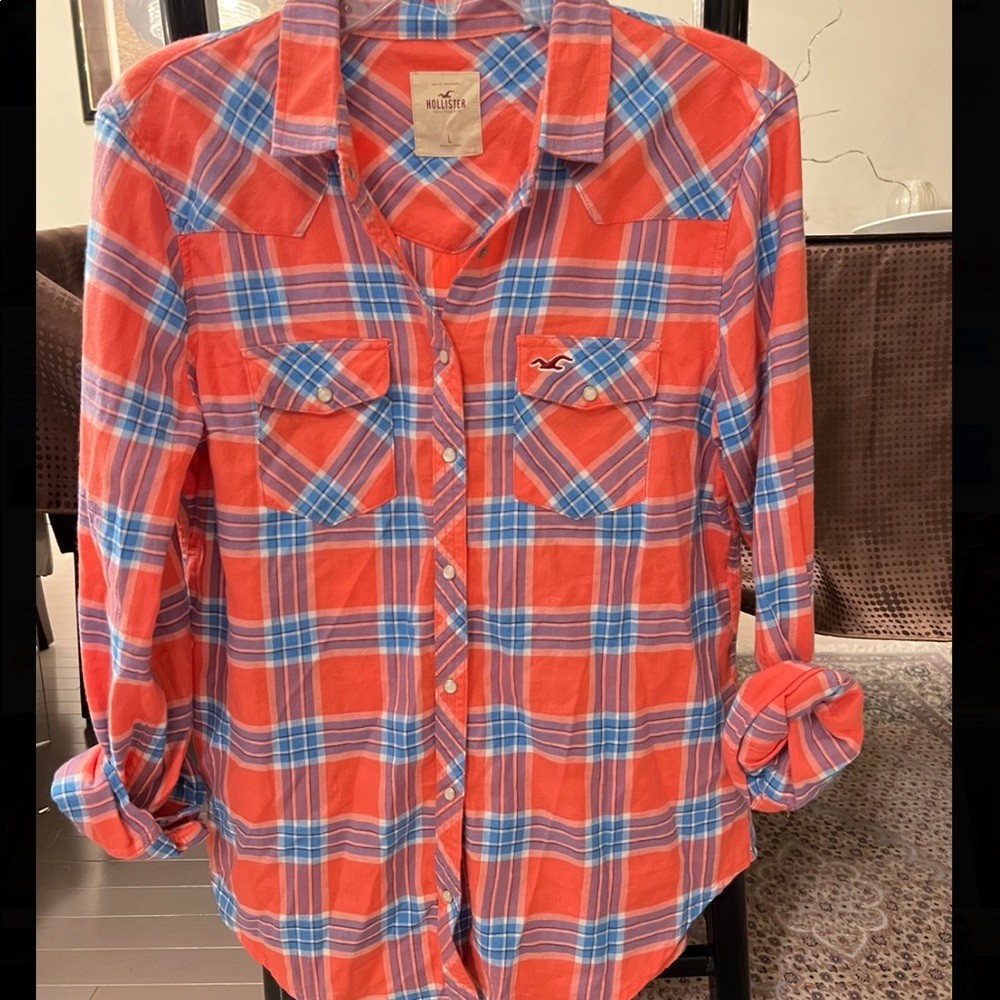 Hollister large plaid long sleeve shirt